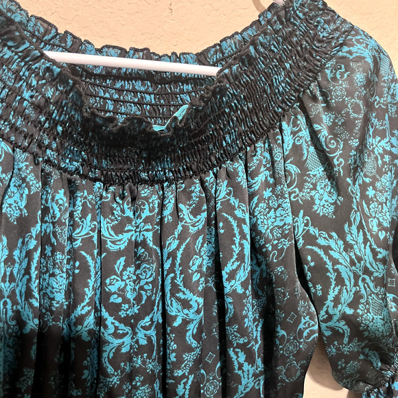 Turquoise Haven Mini Smocked Dress sz S whimsigoth fairy romantic dark stretchy - Picture 4 of 9